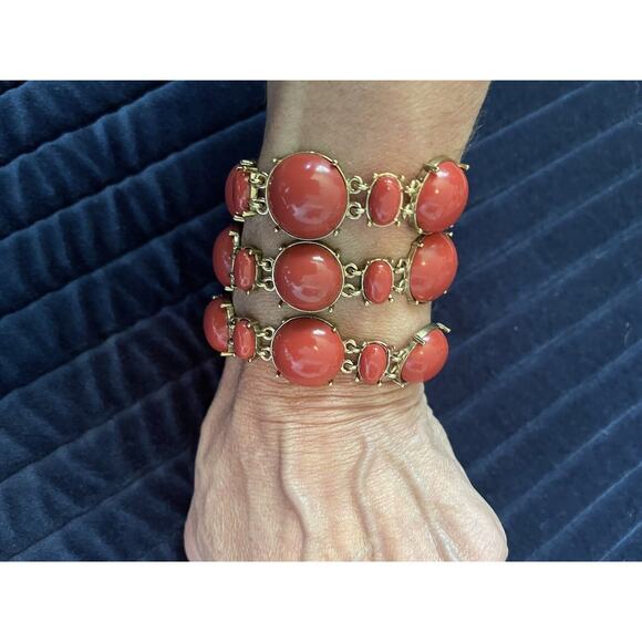 Banana Republic 3 chain wide bracelet perfect condition Orange with gold chain - Picture 11 of 16